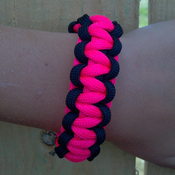 Hot Pink with Black Paracord Bracelet