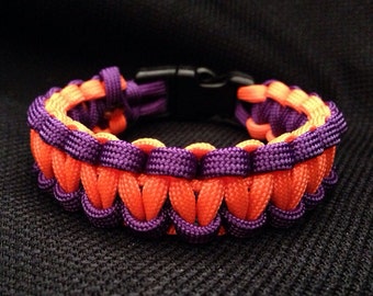 Neon Orange & Purple Paracord Bracelet - Custom Size