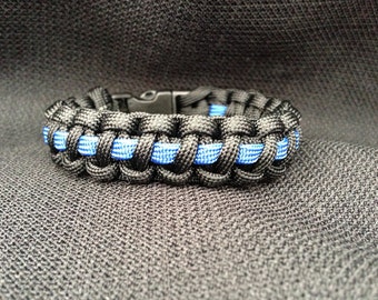Thin Blue Line Paracord Bracelet: Custom Size Survival Bracelet