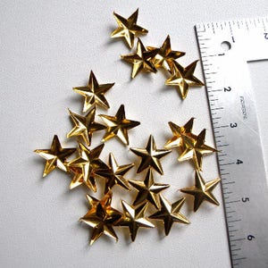 50 1 GOLD Star Studs Big Chunky 28mm metal star studs great for embellishing leather, denim & more Ships quickly from US image 3