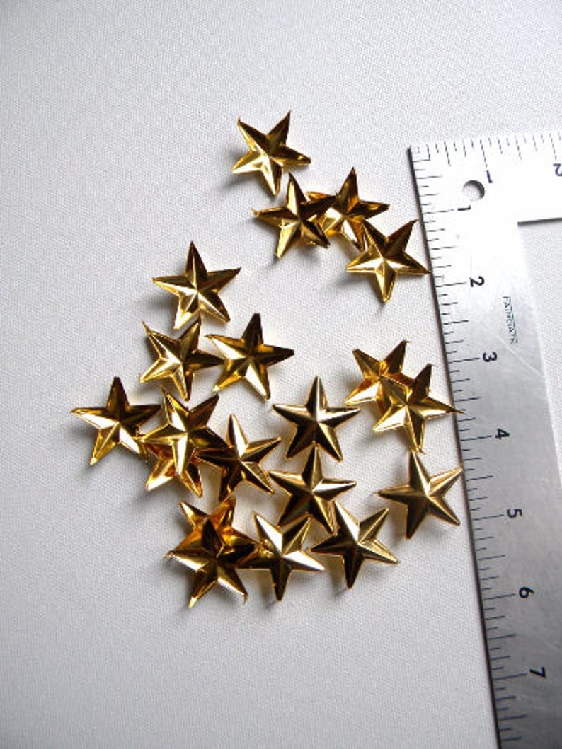 50 1 GOLD Star Studs Big Chunky 28mm metal star studs great for embellishing leather, denim & more Ships quickly from US image 3