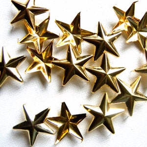 50 1 GOLD Star Studs Big Chunky 28mm metal star studs great for embellishing leather, denim & more Ships quickly from US image 1