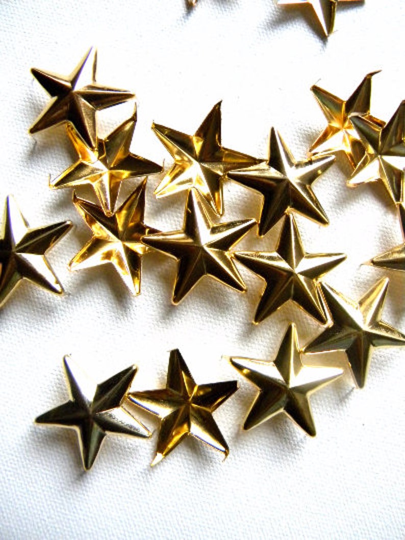 50 1 GOLD Star Studs Big Chunky 28mm metal star studs great for embellishing leather, denim & more Ships quickly from US image 1