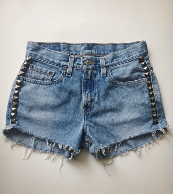Brooklyn Shorts - Gunmetal Pyramid Stud Cut-off Upcycled