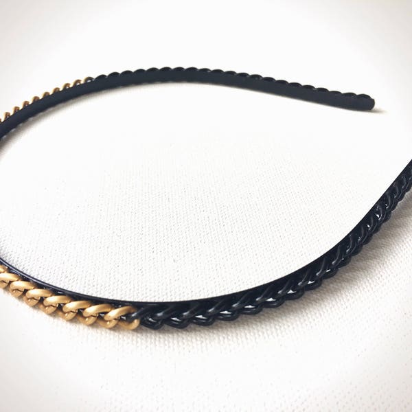 Tuck Love Chain Headband Black/Gold  - one size