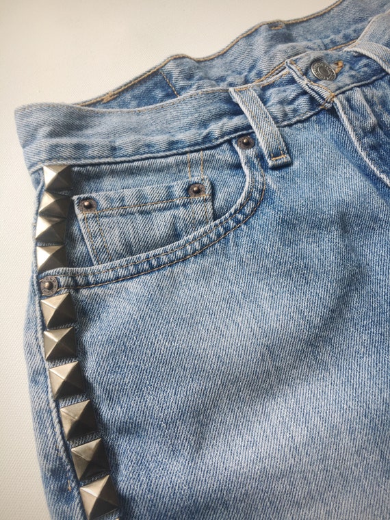 【Yoyocha25 】STUDS DETAIL DENIM PANTS Jack David Rhinestone Studs Dark Wash Denim Flap Pocket Bootcut
