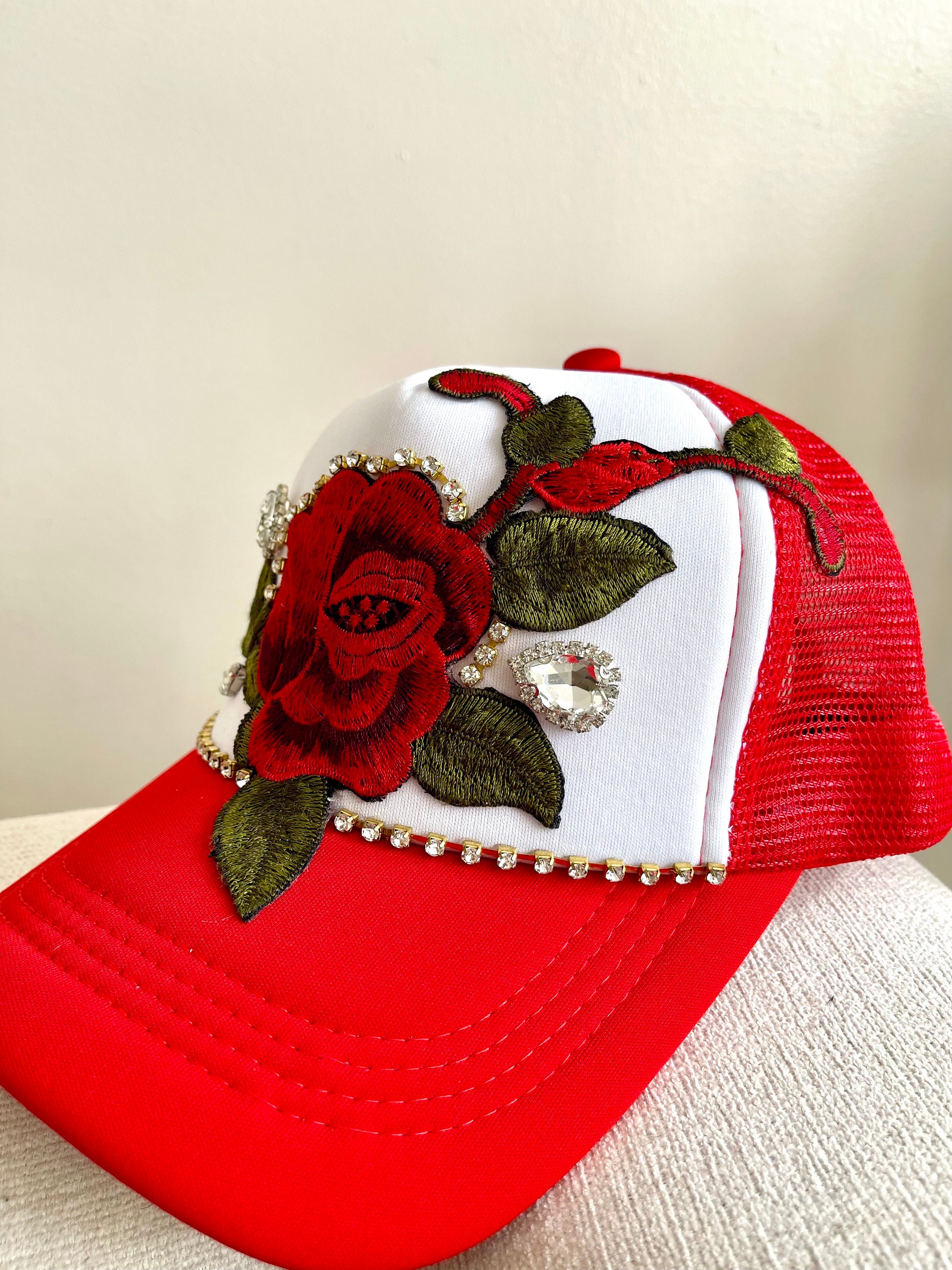 Bling Rose ? Cap ? Los Angeles Dodgers Black Bling Red Rose Hat: Hand-jeweled  main image 3