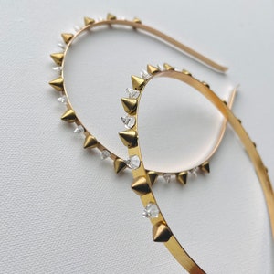 Tuck 'ROCK QUEEN' Swarovski Crystal Spike Headband Gold image 1