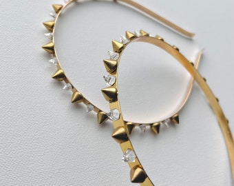 Tuck 'ROCK QUEEN' Swarovski Crystal Spike Headband Gold