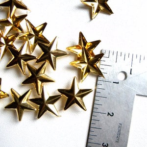 50 1 GOLD Star Studs Big Chunky 28mm metal star studs great for embellishing leather, denim & more Ships quickly from US image 2