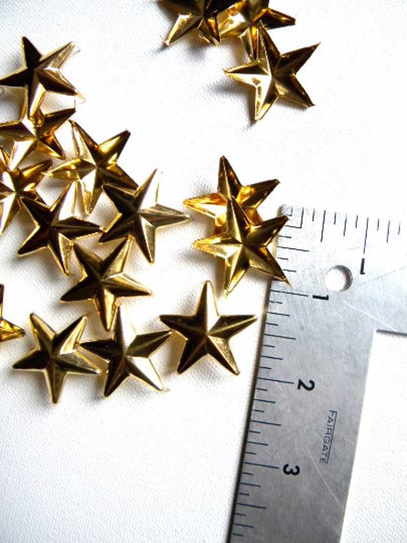 50 1 GOLD Star Studs Big Chunky 28mm metal star studs great for embellishing leather, denim & more Ships quickly from US image 2