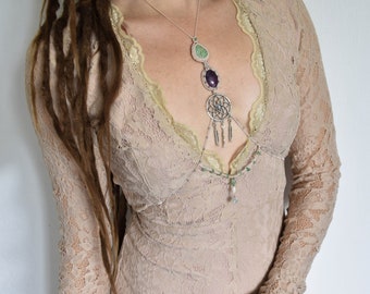 Beige beaded body chain, boho body jewelry, summer belly waist belt