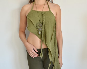 Backless pixie top, tribal summer top, goa cotton clothing