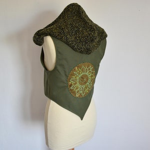 green elven vest, hooded pixie vest, forest fairy costume, tribal mandala top image 9