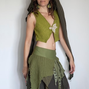 green forest elven vest, woolen woodland top, festival clothing