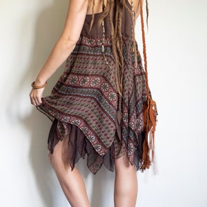 brown cotton dress, hippy summer dress, festival clothing, elven dress