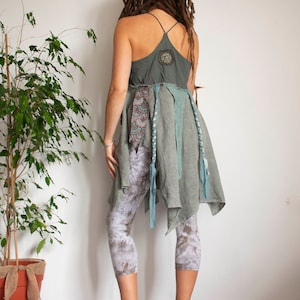 Robe en coton vert sauge, robe d&#39;été hippie, vêtements de festival, robe elfique