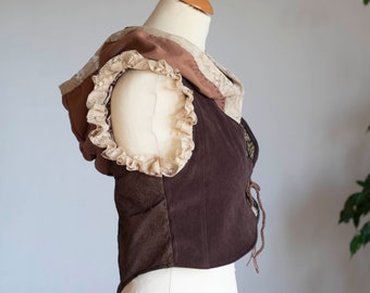 Brown hooded vest, ren fair costume, women festival vest