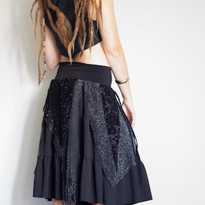 black witchy tattered skirt, street syle skirt with braids