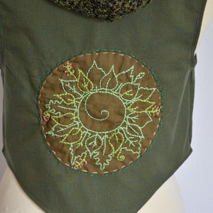 green elven vest, hooded pixie vest, forest fairy costume, tribal mandala top image 8
