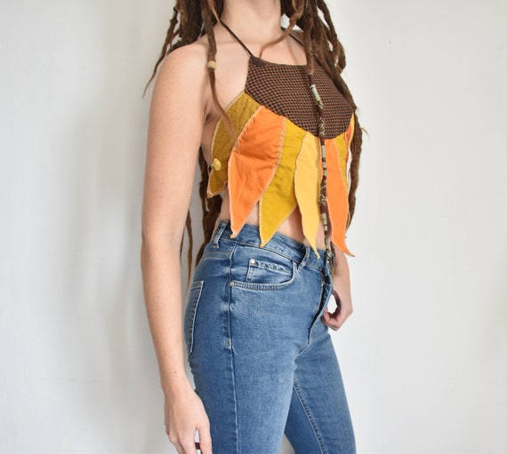 Sunflower Tie Top, Backless Hippie Festival Costume