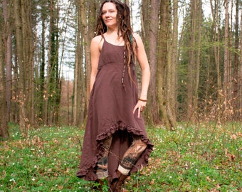 Long bohemian dress, forest elven dress, summer cotton clothing, fairy dress