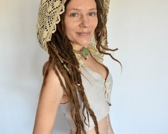 Beige hooded vest, linen cotton summer top, women boho vest, earthy clothing