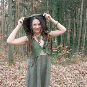 green elven vest, hooded pixie vest, forest fairy costume, tribal mandala top image 5