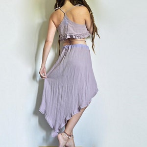 Lavender fairy crop top and skirt, summer cotton fairy set, violet pixie costume