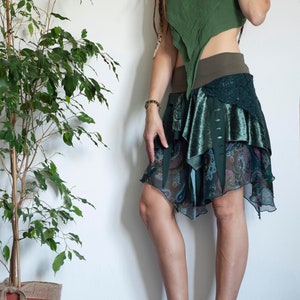 green jungle skirt, elven skirt with braids, burner costume
