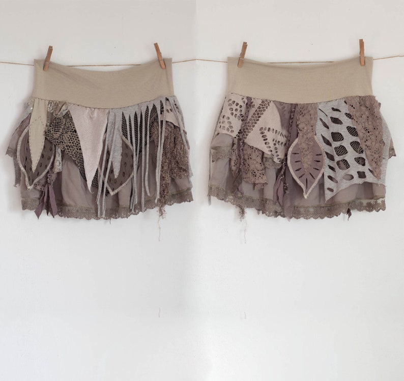 women warrior skirt, brown tribal festival skirt, earthy elven skirt, jungle queen clothing image 5