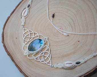 white wedding waist belt, macrame labradorite belly jewelry, boho body chain with sodalite