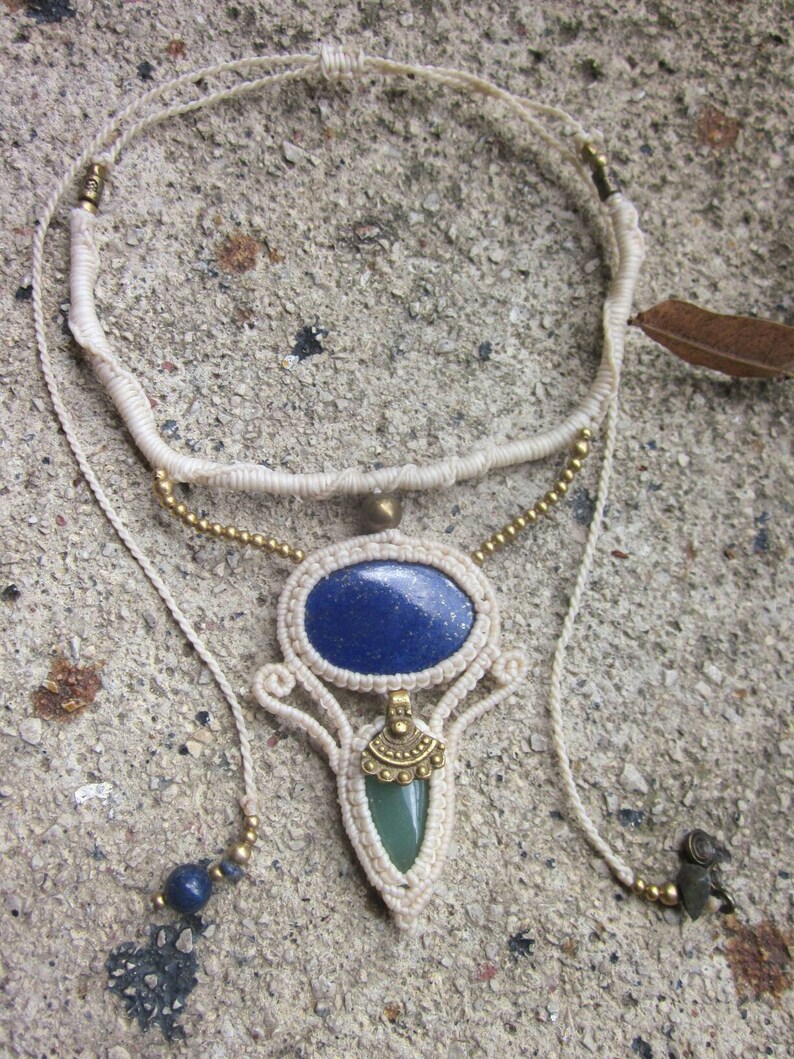Elara Handmade Macrame Necklace - Lapis Lazuli