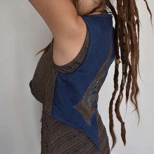 brown earthy elven vest, women woodland top, pixie vest, festival clothing