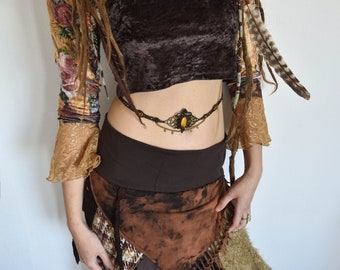 brown tigers eye waist belt, macrame celtic  belly chain, festival belt, tribal body jewelry