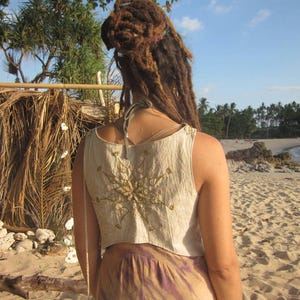 tribal mandala linen vest, goa festival clothing, hippy top