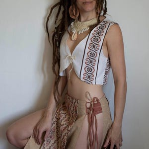 White cotton vest, women pointy vest, burner top, festival wear