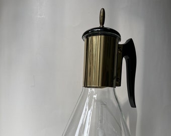 Rare Vintage Mid-Century Modern Carafe with Brass Burner