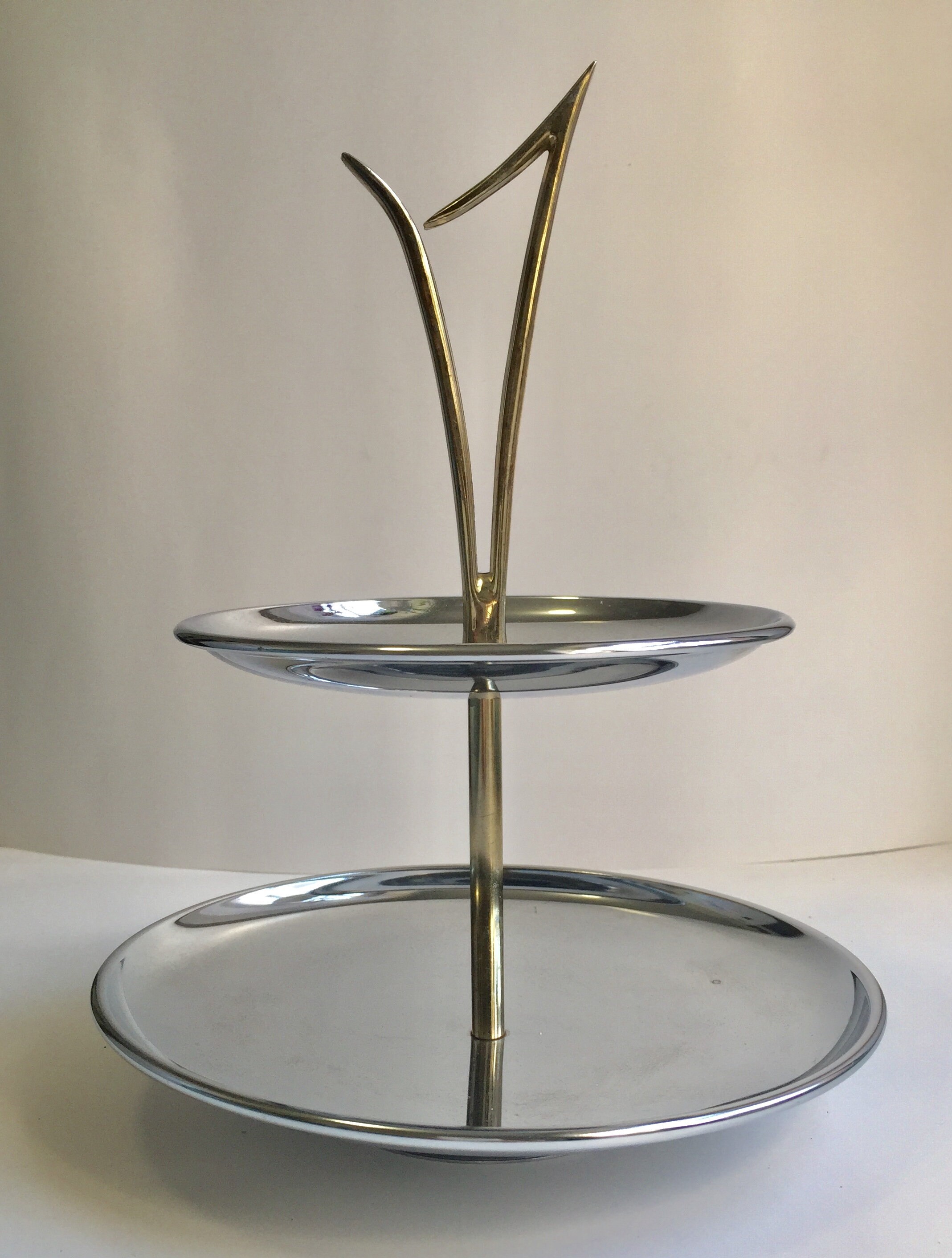 Vintage Chrome TwoTier Serving Platter Etsy