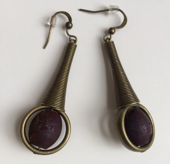 contemporary Brass Tangles brushed brass drop earrings. Brass earrings