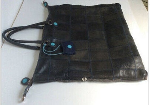 GABS Navy Leather Convertible Tote Bag - Made in Italy