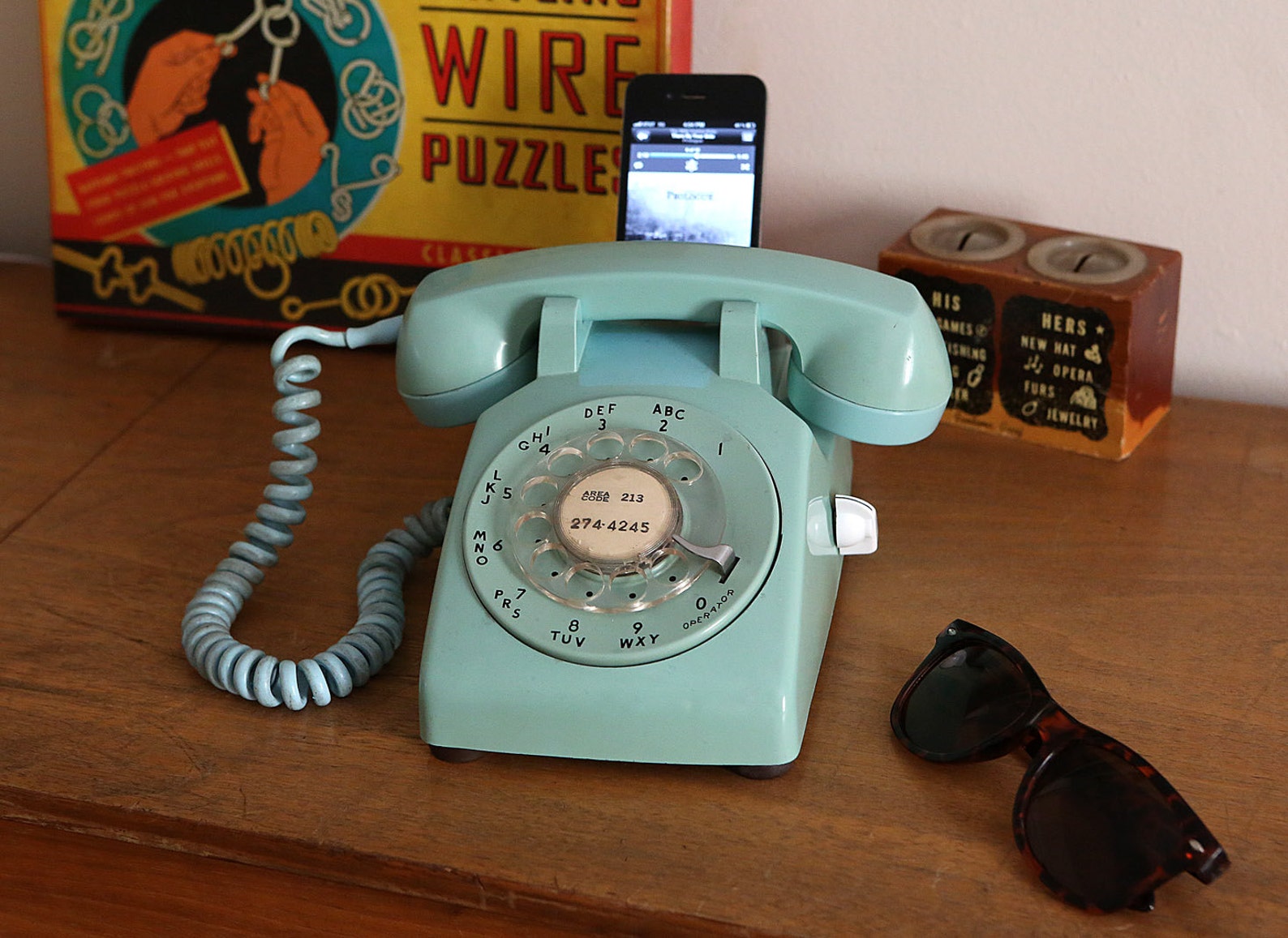 Aqua Rotary Phone iPod/iPhone stereo charger dock v.2.0 Etsy