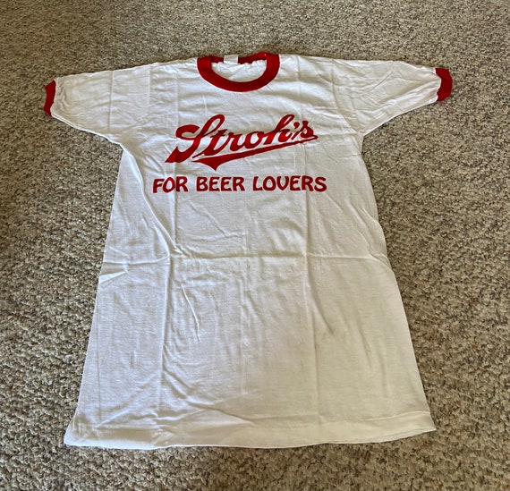 80s Buffalo Sabres Logo NHL Stroh's Beer Ringer t-shirt Medium - The  Captains Vintage