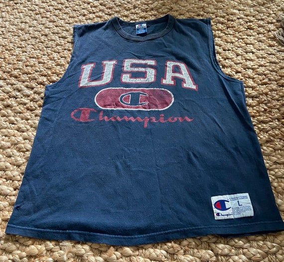 Vintage 1990s Champion USA graphic tank top - image 1