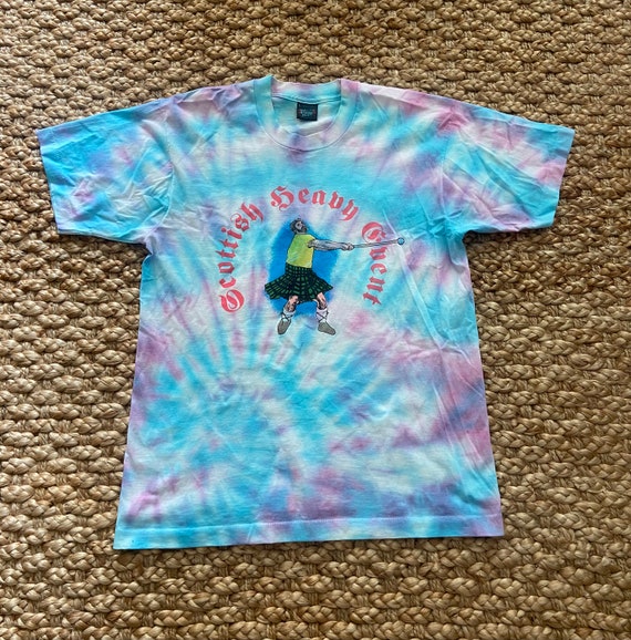 Vintage 1990s Scottish Heavy Event tie dye T-shirt