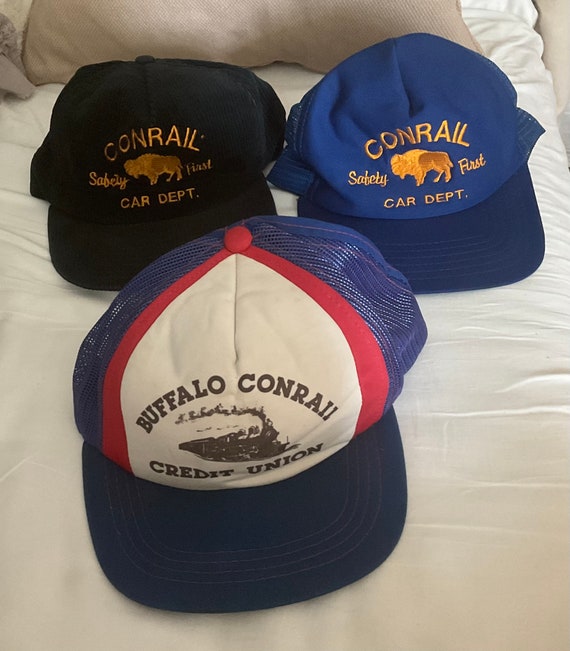 3 Vintage Buffalo NY Conrail railroad trucker hats