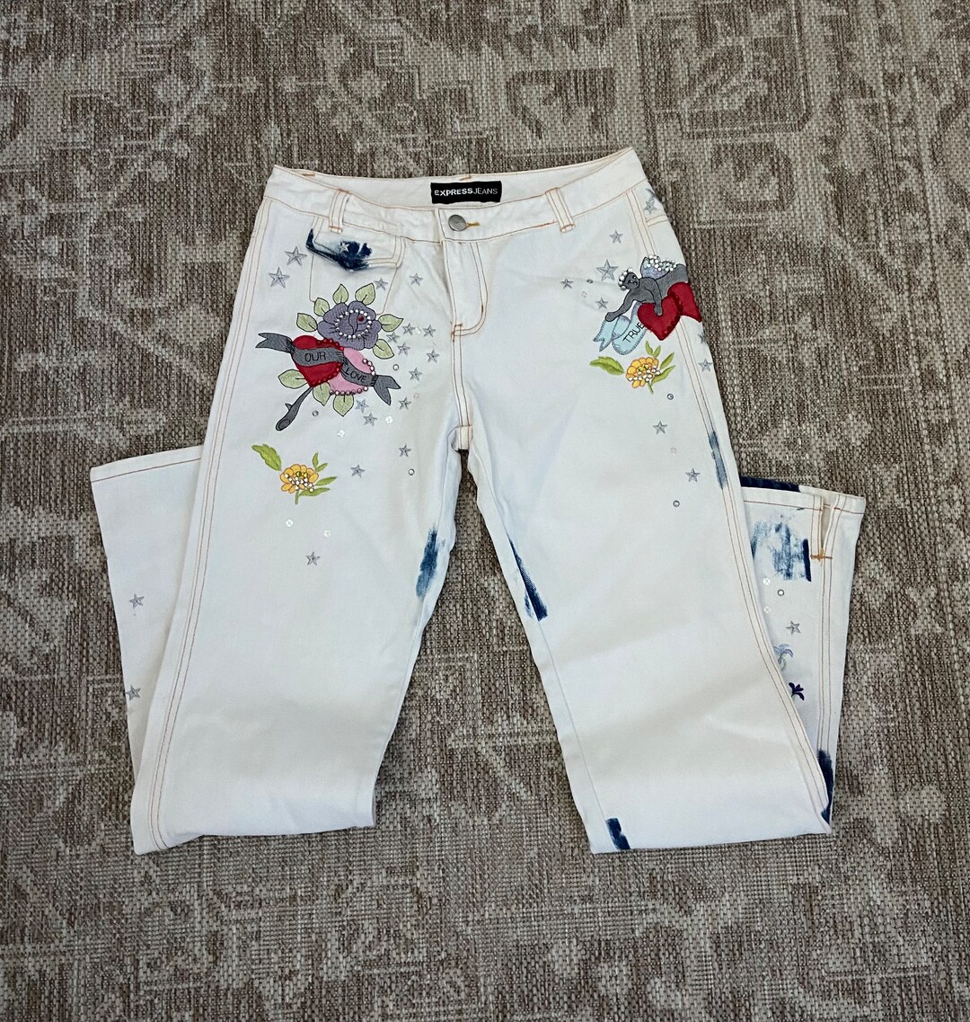 Y2K Graffiti Washed Denim Jeans