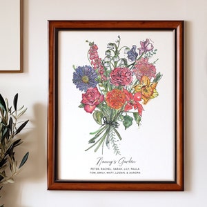 New Digital Download Family Birth Month Flower Print, Flower Bunch, Gift for Family, Grandma, Mother's Day, Christmas Present with Names