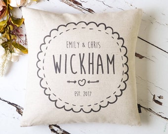 Personalised Couple Cushion Cover, Mr & Mr Wedding Anniversary gift with names, Present for Couple, for Her and Him