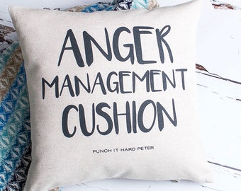 Personalised Anger Management Custom Made Pillow Cushion Cover Quality Linen Cotton with Name